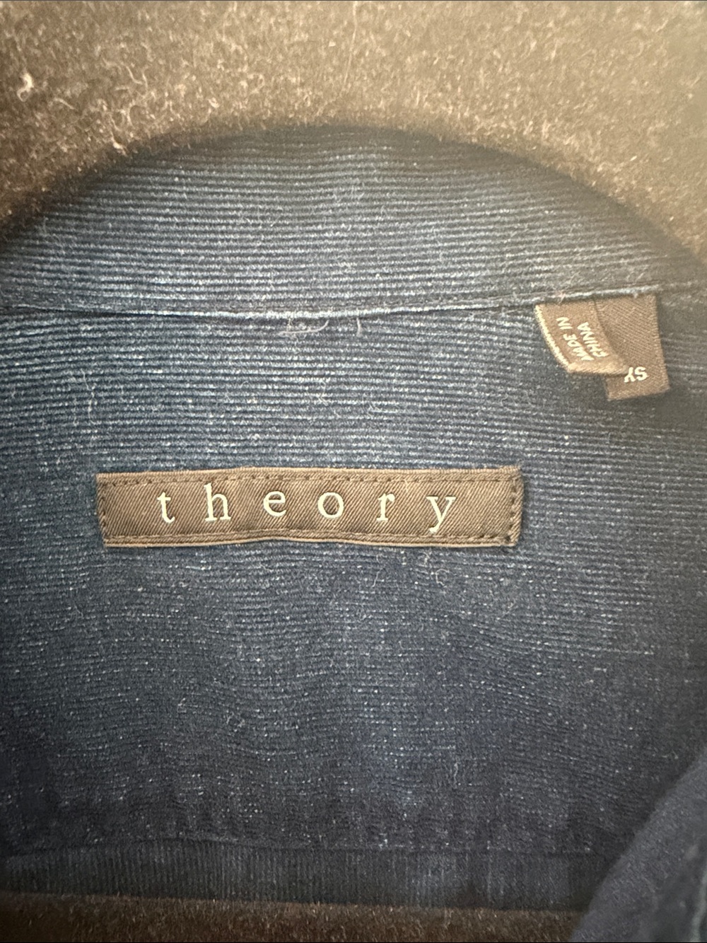 Theory Dark Blue Ribbed Knit Crewneck Sweater